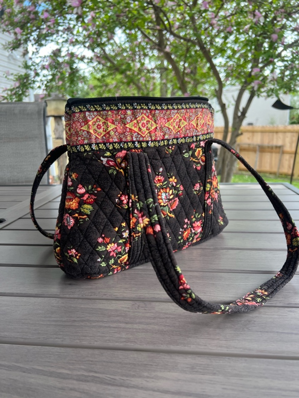 VERA BRADLEY Chocolat 2003 Little Betsy Floral 2 Handles Y2K - Picture 4 of 10
